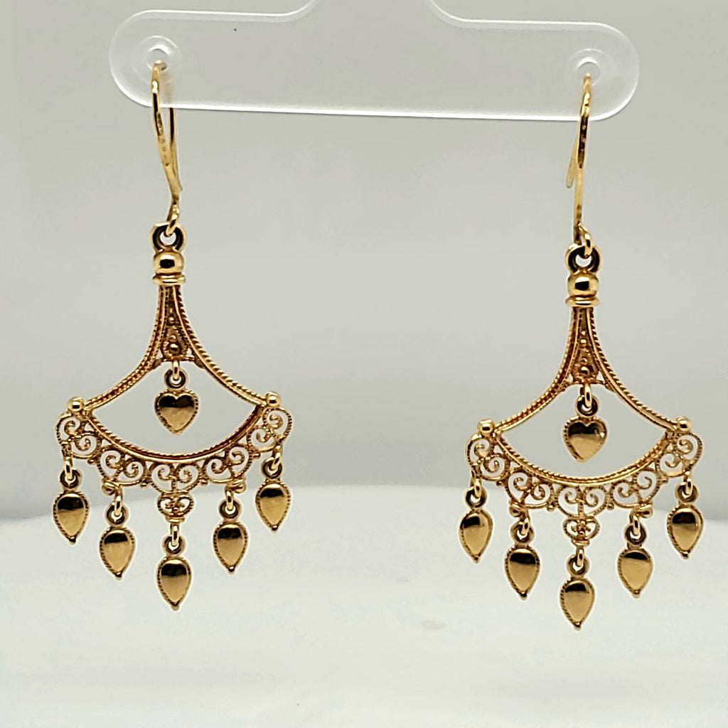 Vintage 18Kt Yellow Gold Filigree Dangle Earrings