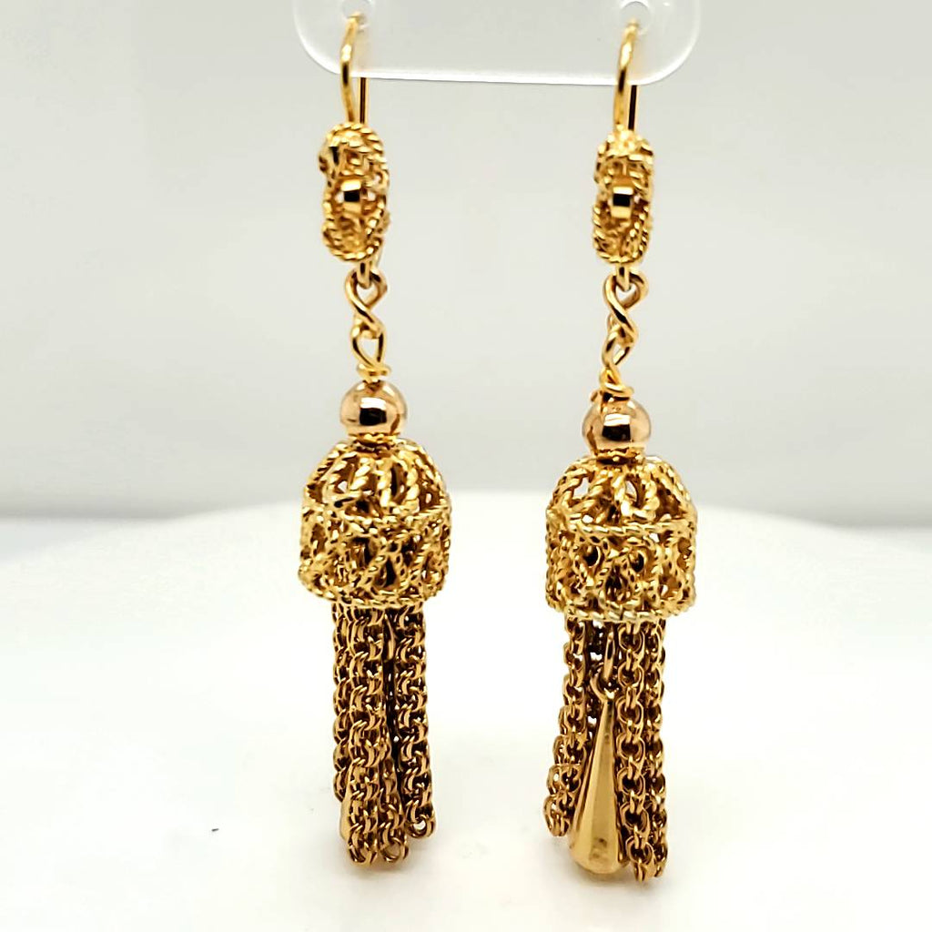 Vintage 14kt Yellow Gold Tassel Earrings