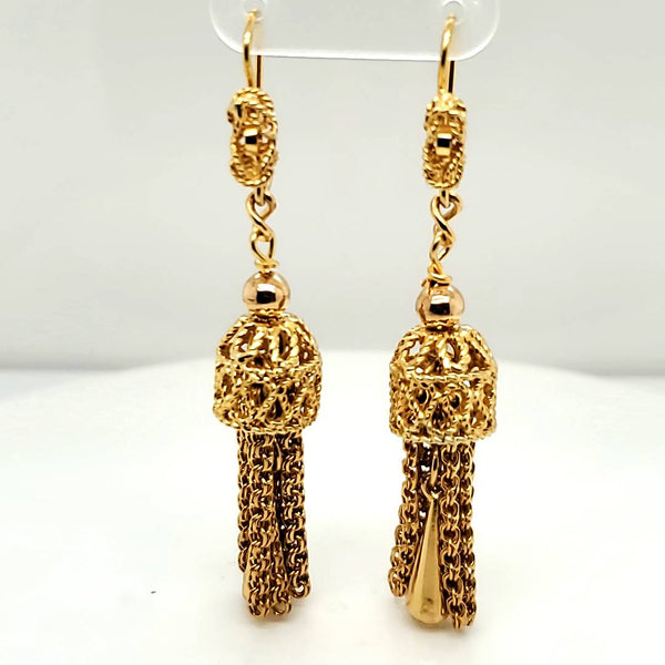 Vintage 14kt Yellow Gold Tassel Earrings