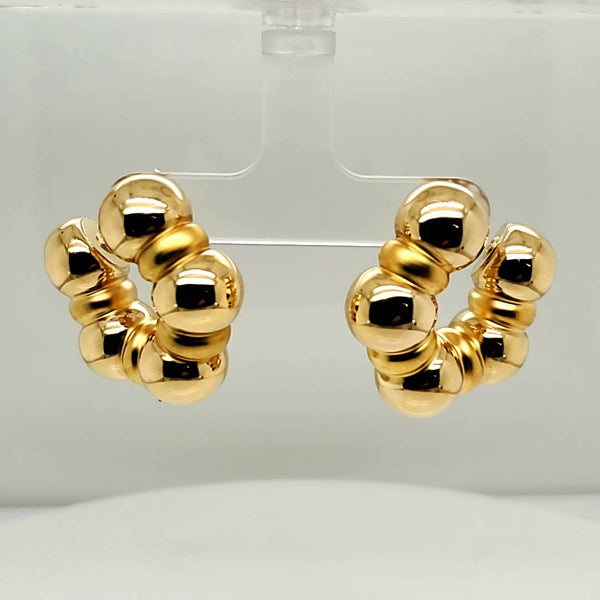 Vintage French 18kt Yellow Gold Ball Earrings