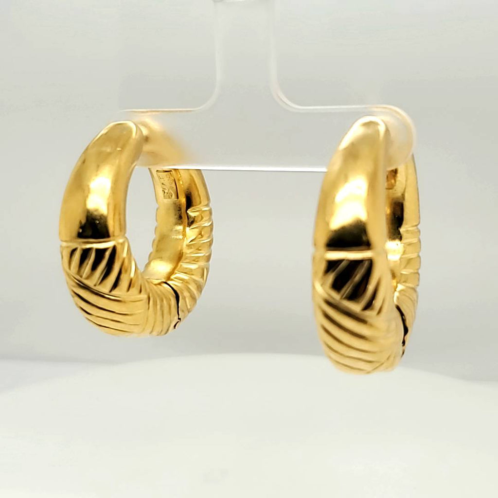 Vintage Ilias Lalaounis Grecian 18Ktyg Hoop Earrings