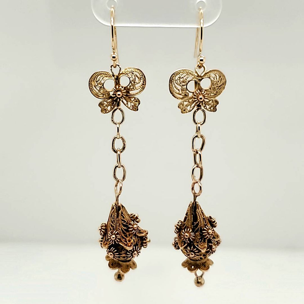 Antique European Victorian Etruscan revival dangle earrings