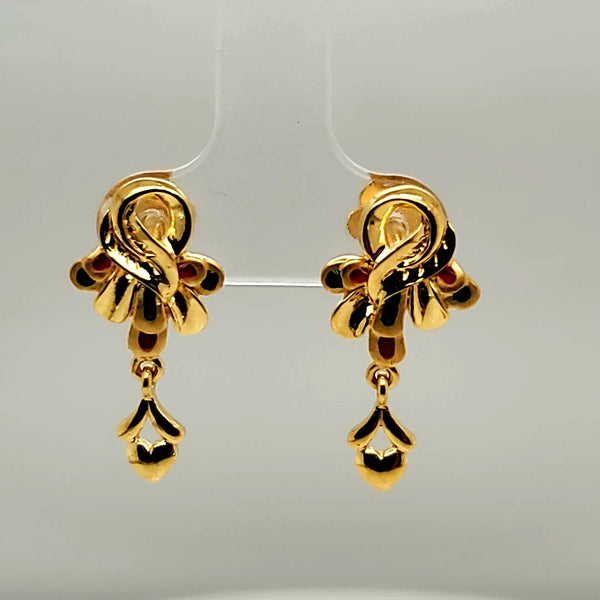 21Kt Yellow Gold And Enamel Earrings