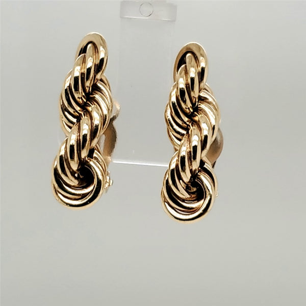 14kt Yellow Gold Rope Chain Clip on Earrings