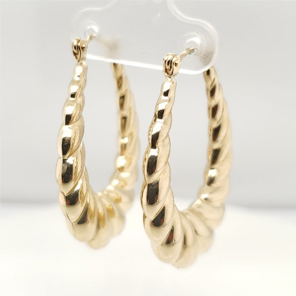 14kt Yellow Gold Graduated Shrimp Hoop Earrings