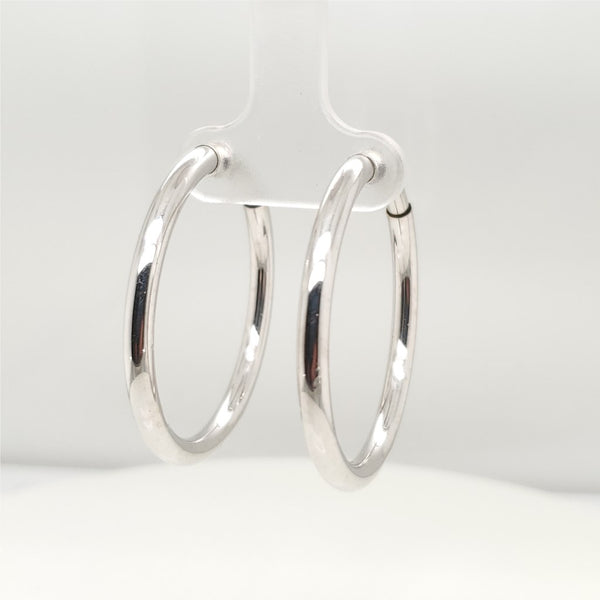 14kt White Gold Postless Hoop Earrings