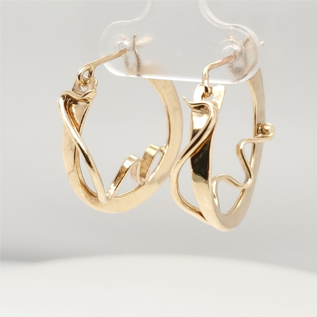 14kt Yellow Gold Hand Fabricated Hoop Earrings
