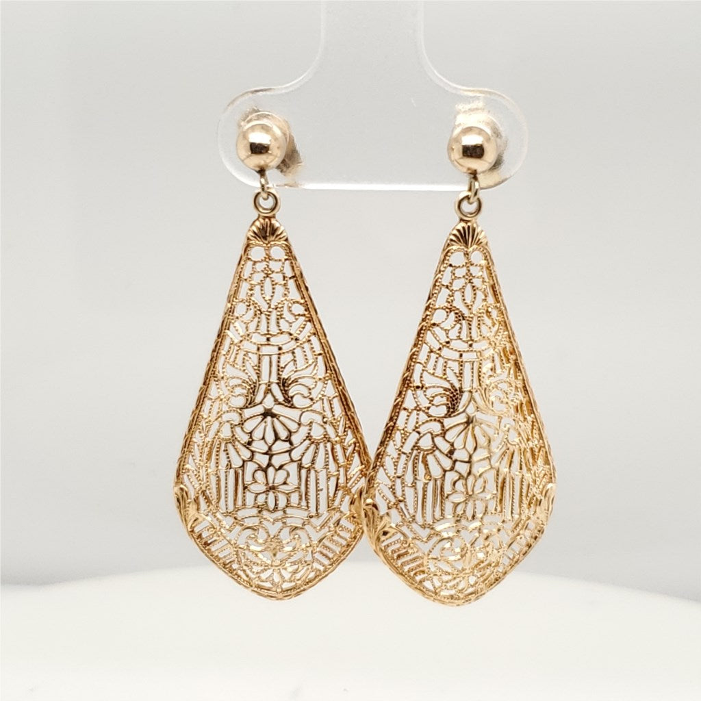 14kt Yellow Gold Filigree earrings