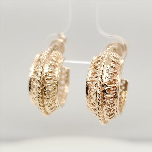 14kt Yellow Gold Filigree Hoop Earrings