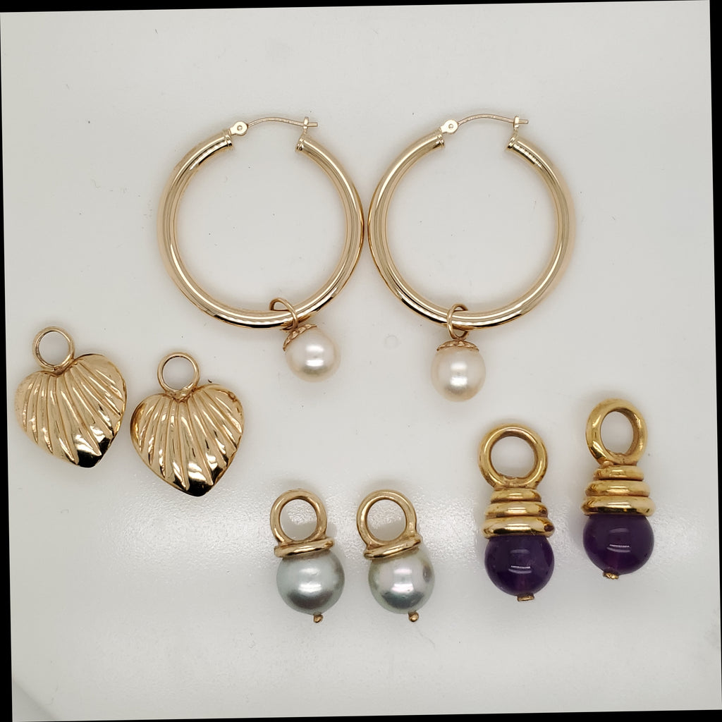 14kt Yellow Gold Inter-changeable Dangle Earrings Set