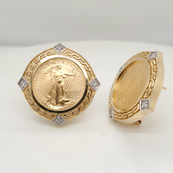 14/24kt Yellow Gold Coin Earrings