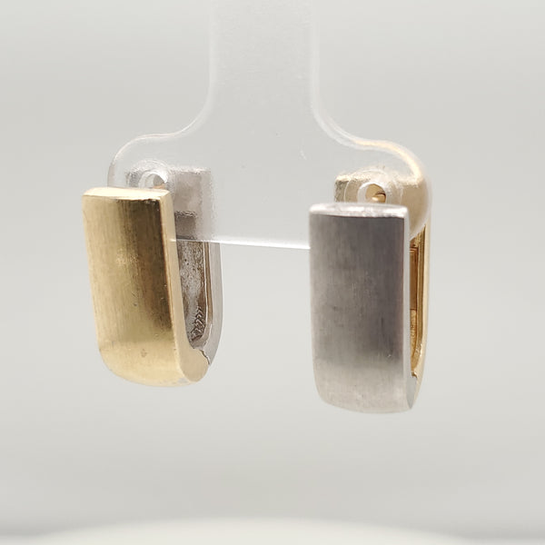 14kt White and Yellow Gold Reversible Hugger Earrings