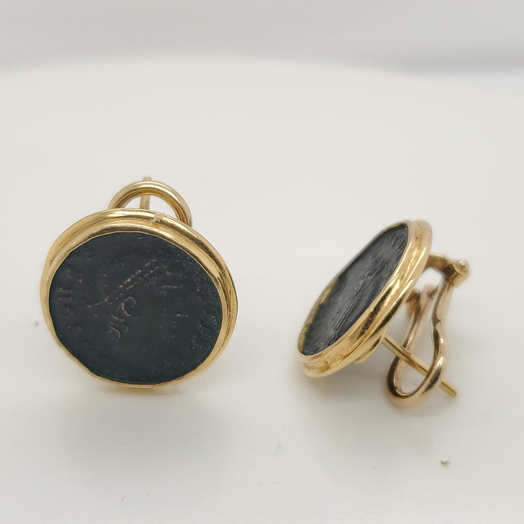 18Kt Yellow Gold And Ancient Roman Coin Earrings