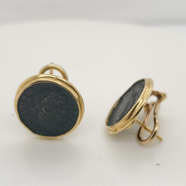 18Kt Yellow Gold And Ancient Roman Coin Earrings
