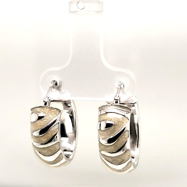 14kt White Gold Enamel Hoop Earrings