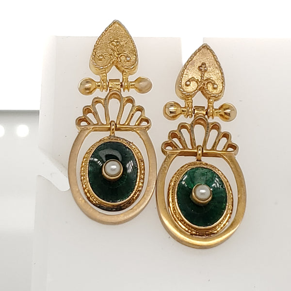 Victorian 14kt Yellow Gold  Dangle Earrings