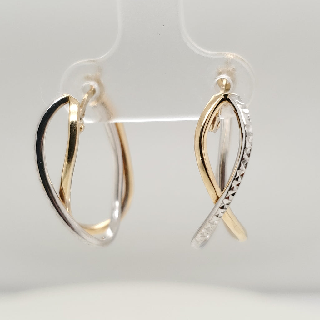 14kt Yellow and White Hoop Earrings
