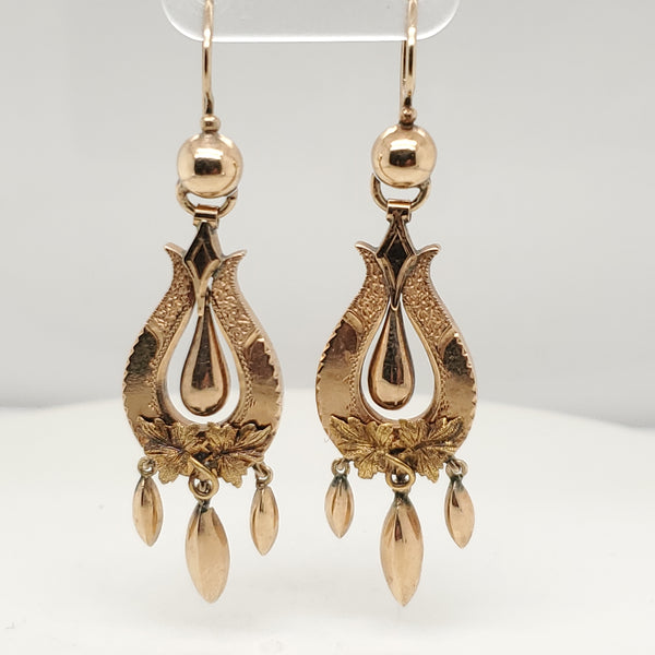 Antique Victorian 14kt Yellow Gold Dangle Earrings