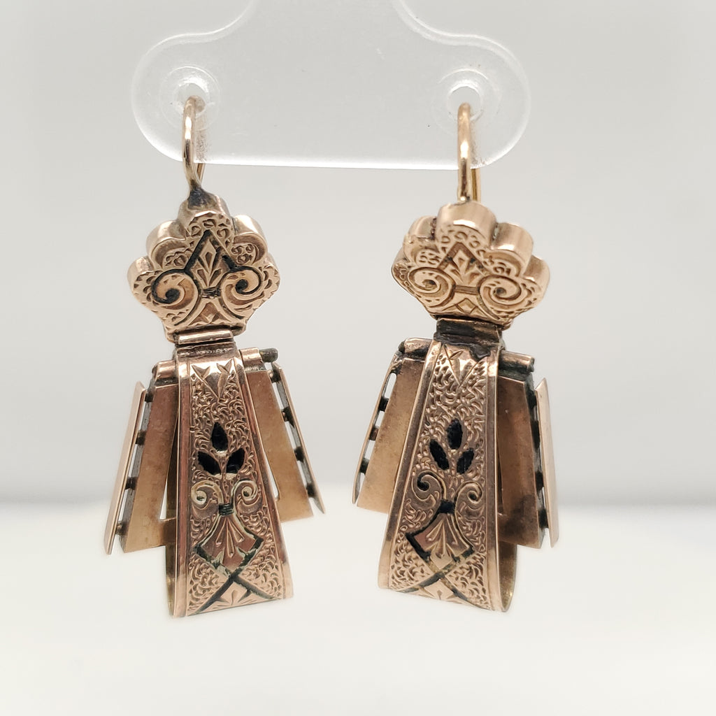 Antique Victorian 10kt Yellow Gold Dangle Earrings