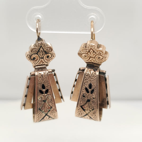 Antique Victorian 10kt Yellow Gold Dangle Earrings