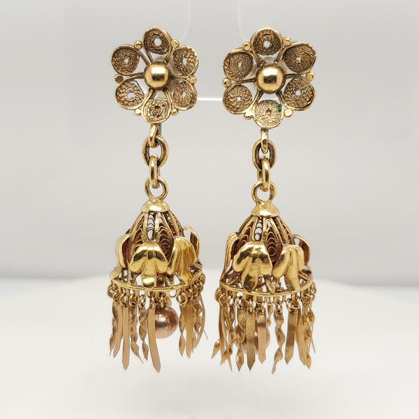 Vintage 15kt Yellow Gold Dangle Earrings