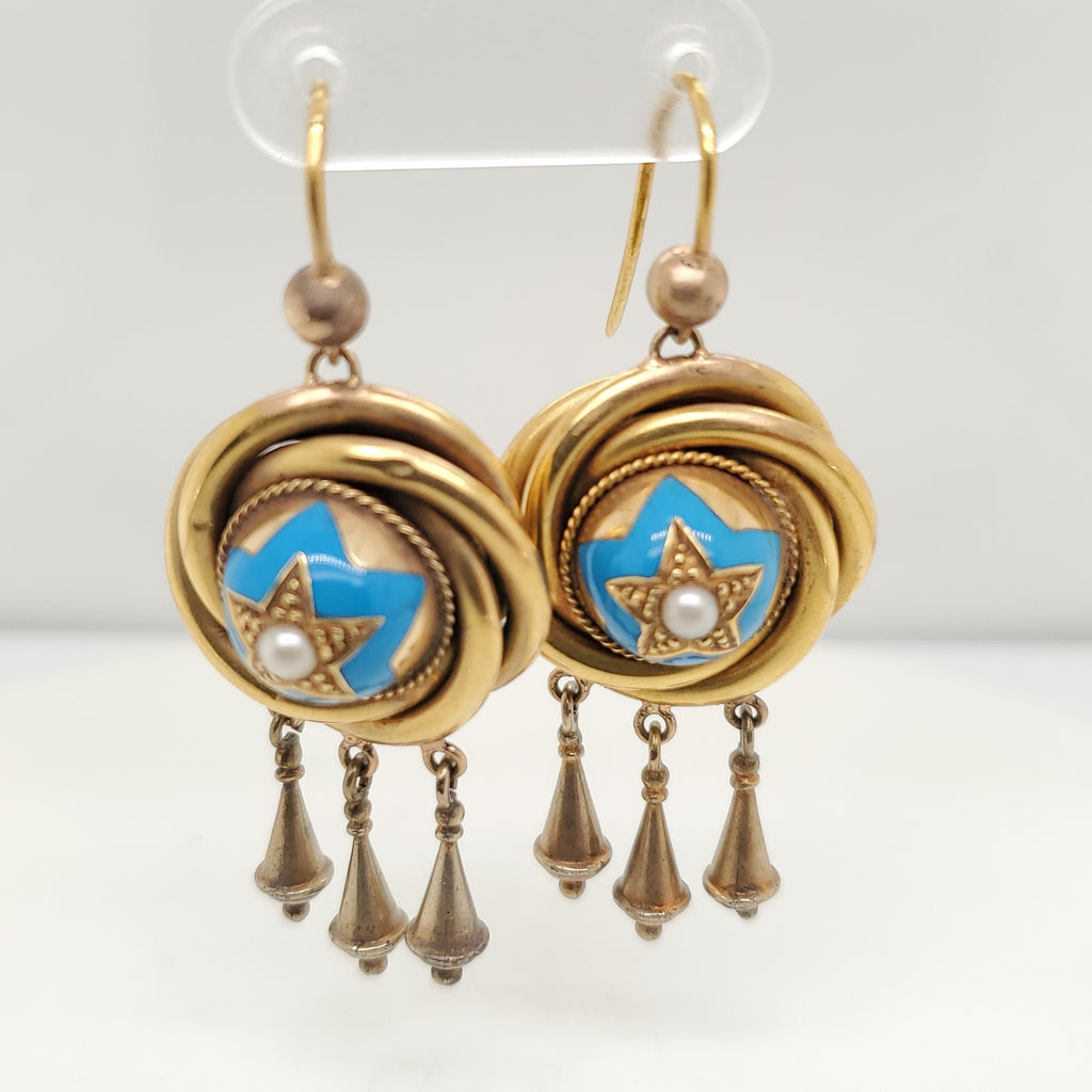 Victorian 18kt Yellow Gold  Dangle Earrings