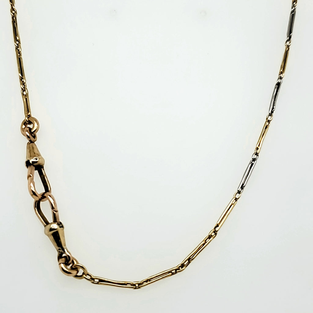 Art Deco 18Kt Yellow Gold and Platinum Link Necklace