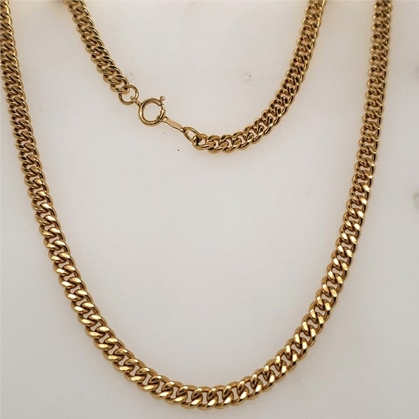 18"" 14kt Yellow Gold Cuban Link Chain Necklace