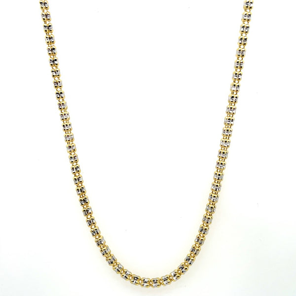 16"" 14kt White And Yellow Gold Texured Chain