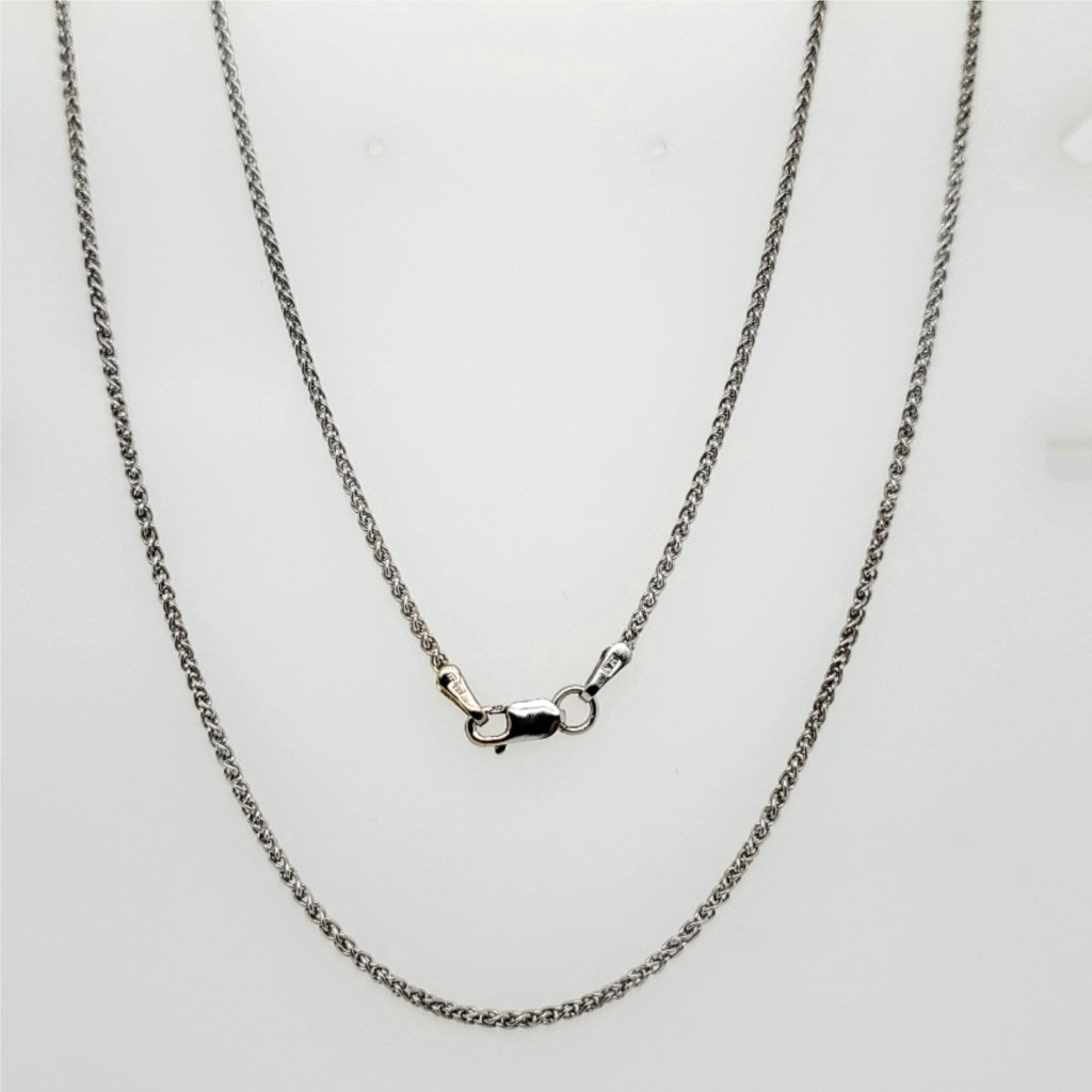 24"" 14kt White Gold Wheat Link Chain