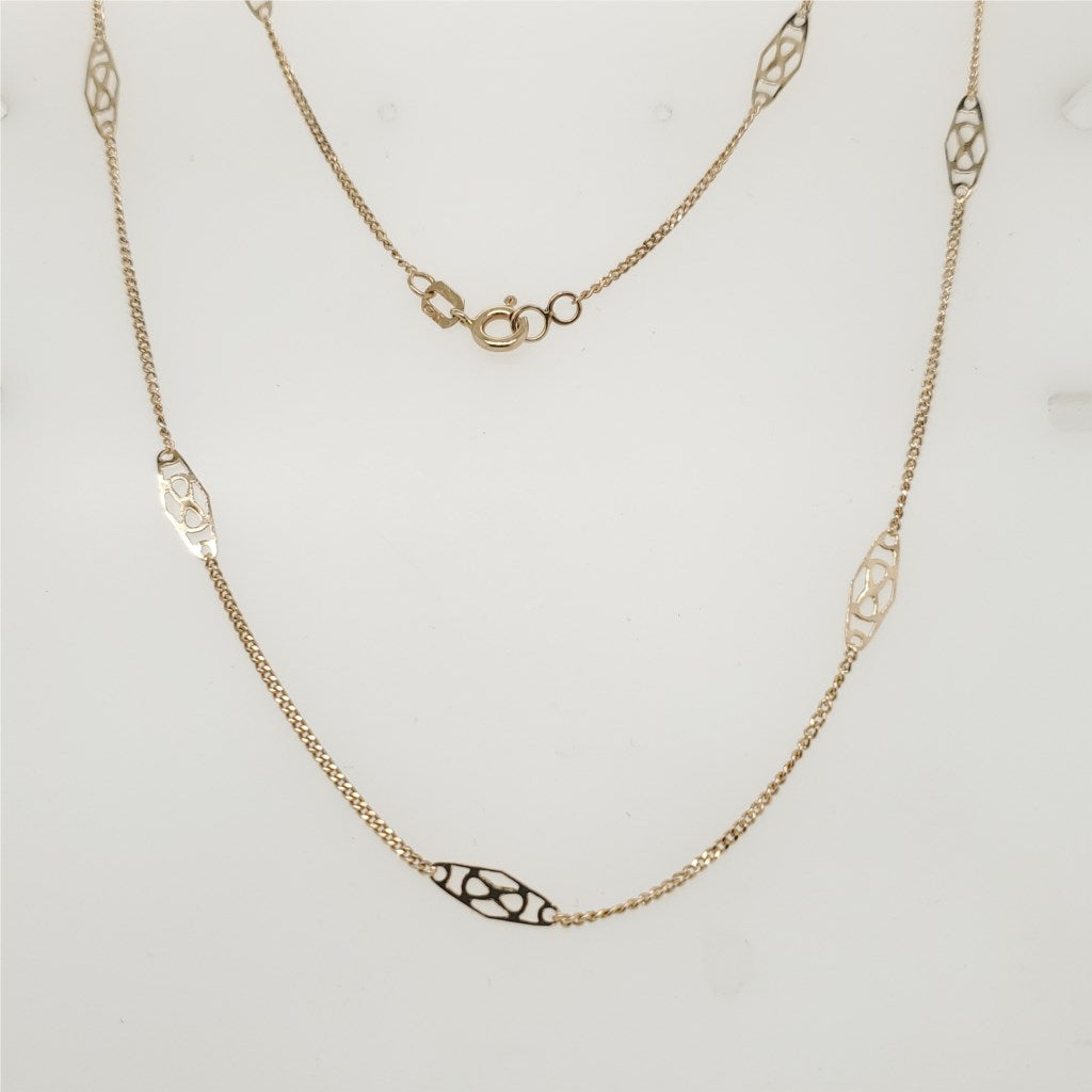 14kt Yellow Gold Filigree Station Chain