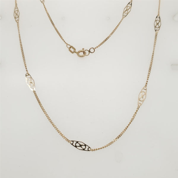 14kt Yellow Gold Filigree Station Chain