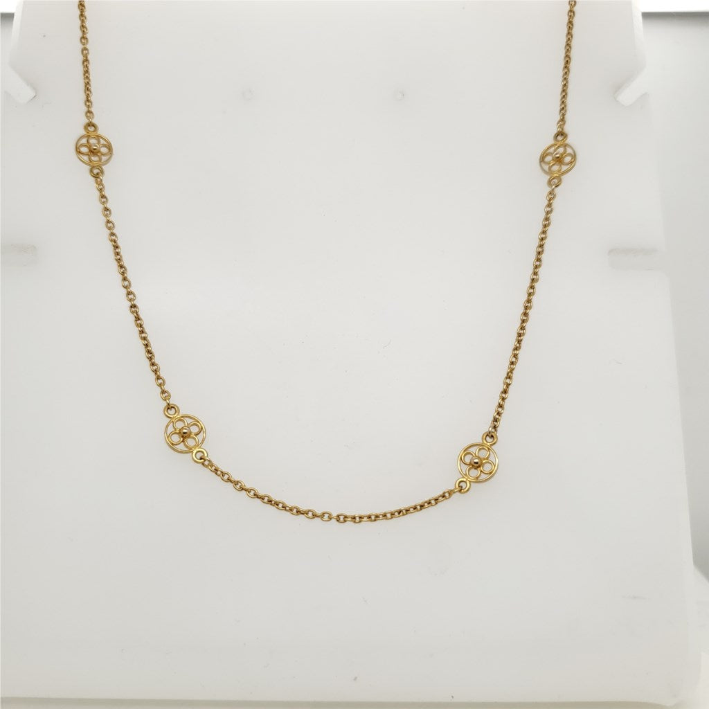 Vintage 14kt Yellow Gold Station Necklace