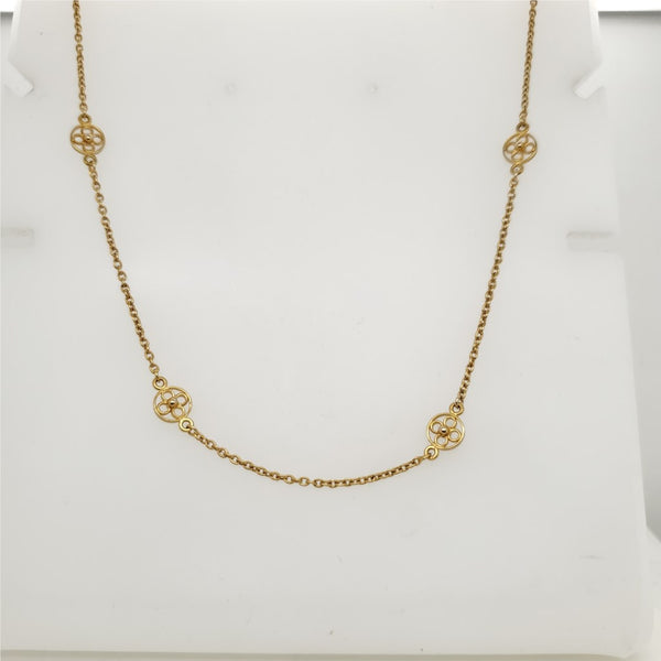 Vintage 14kt Yellow Gold Station Necklace