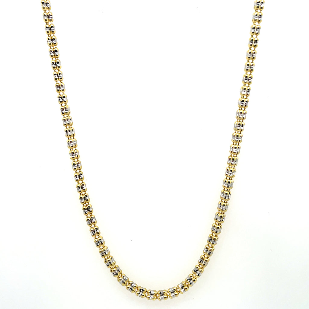 18"" 14kt White And Yellow Gold Texured Chain