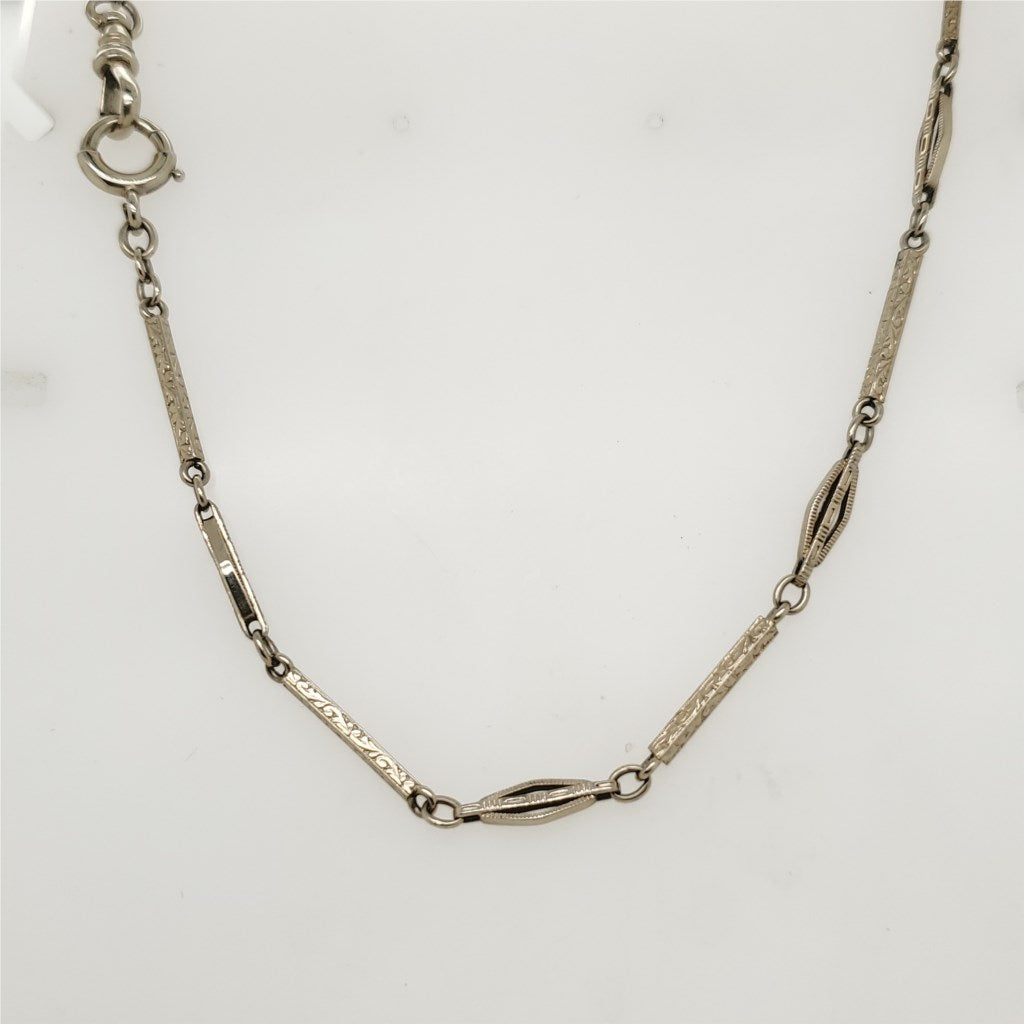Art Deco 14kt White Gold Fancy Link Chain