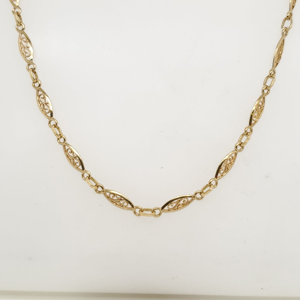 18kt Yellow Gold 30"" Filigree Necklace