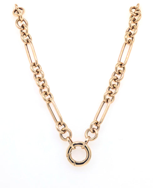 18"" Figaro Charm Link Necklace in 14K Yellow Gold