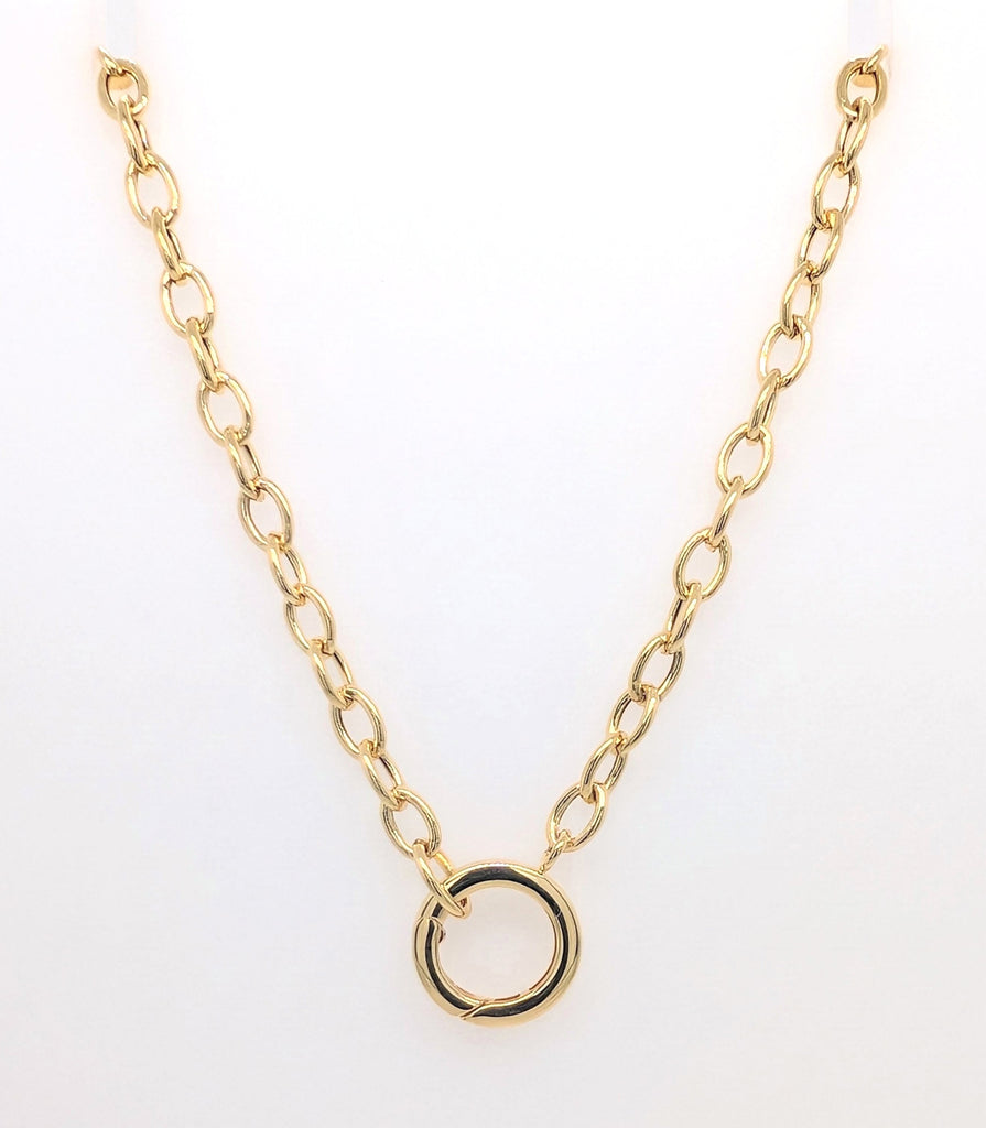 18"" Push Lock Charm Necklace in 14K Yellow Gold