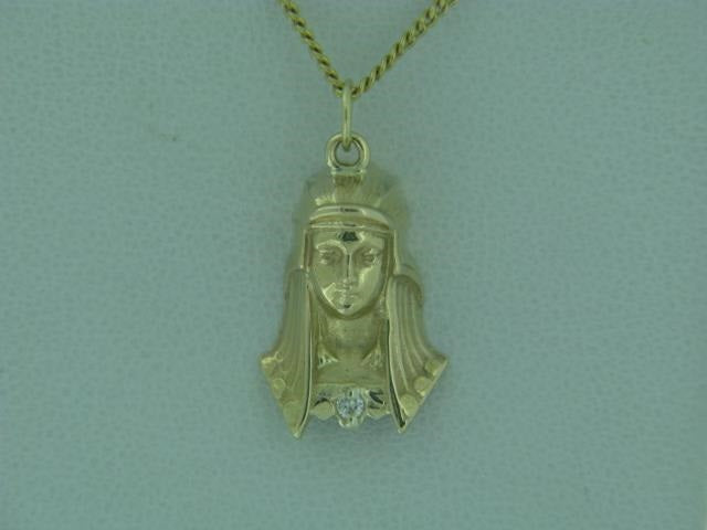Art Deco Egyptian Revival Gold And Diamond Pendant
