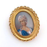 Italian 18kt Yellow Gold and Diamond Miniature Portrait Style Brooch/Pendant