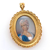 Italian 18kt Yellow Gold and Diamond Miniature Portrait Style Brooch/Pendant