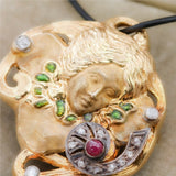 14kt Yellow Gold Art Nouveau Style Gemstone Pendant/brooch