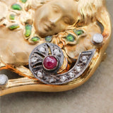 14kt Yellow Gold Art Nouveau Style Gemstone Pendant/brooch