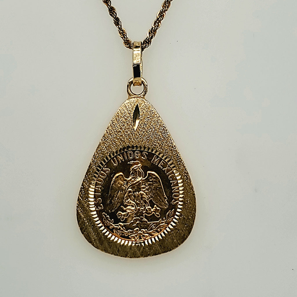 Mexican 5 Peso Gold Coin Pendant Neckalce