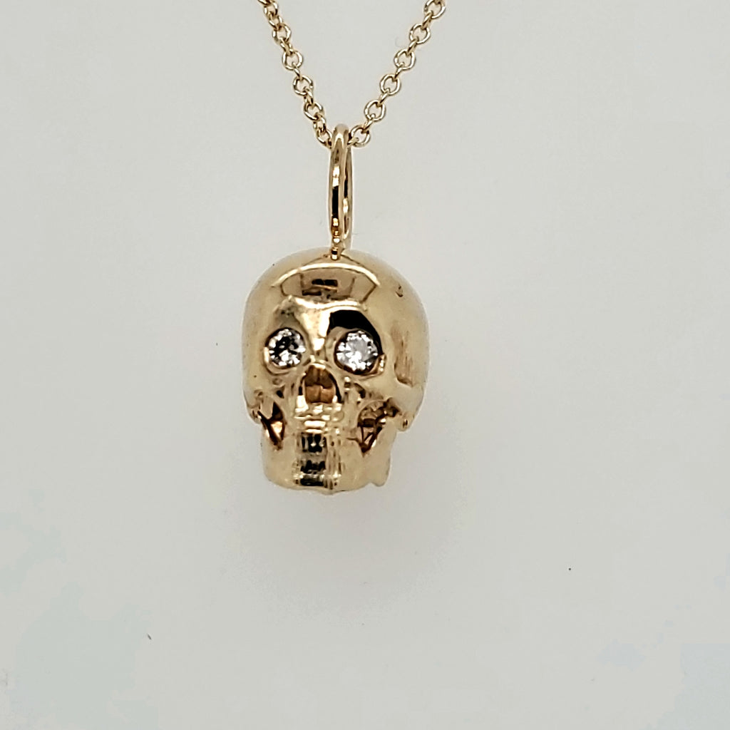 14kt Yellow Gold and Diamond Skull Pendant