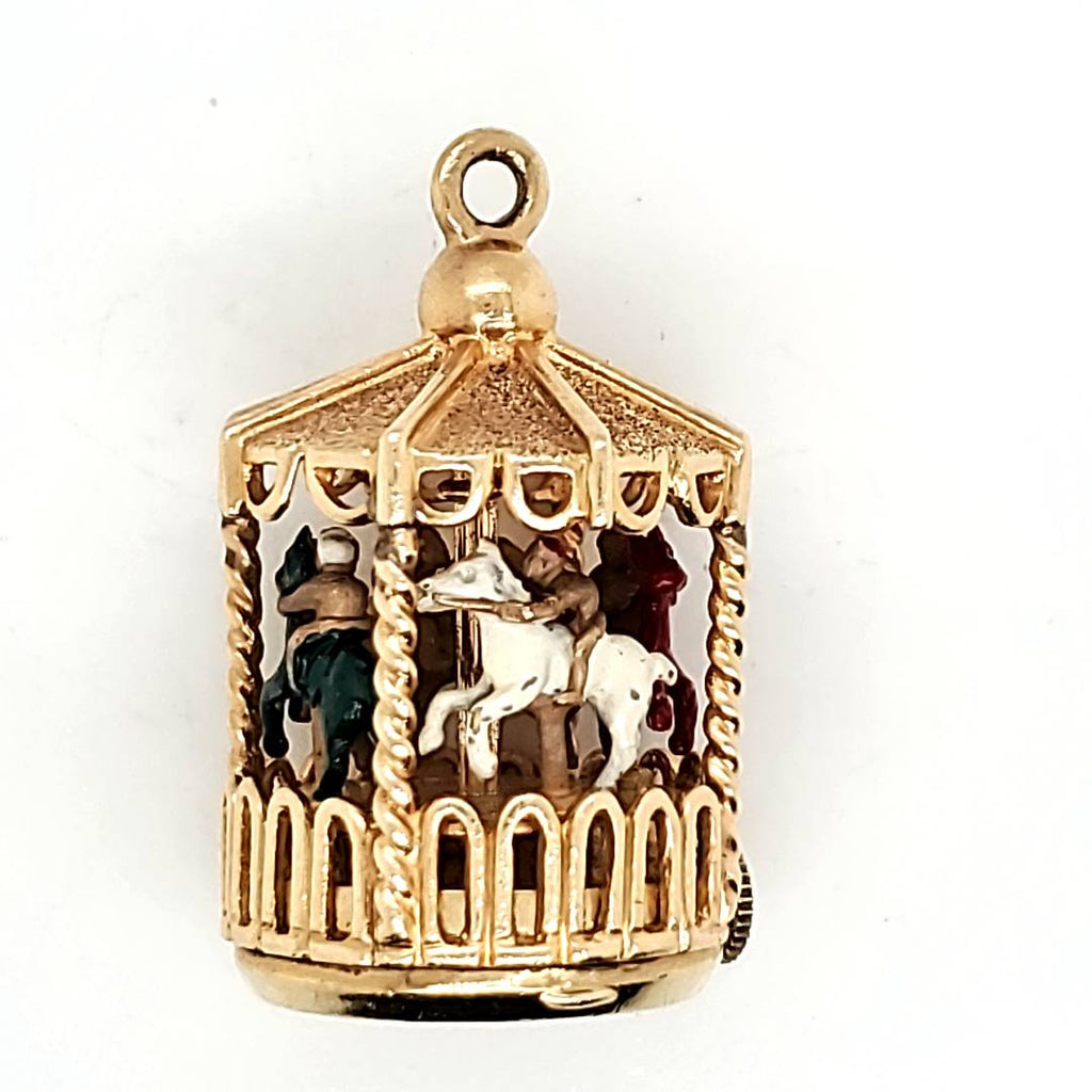 Vintage 14kt Yellow Gold Moveable Carousel Charm