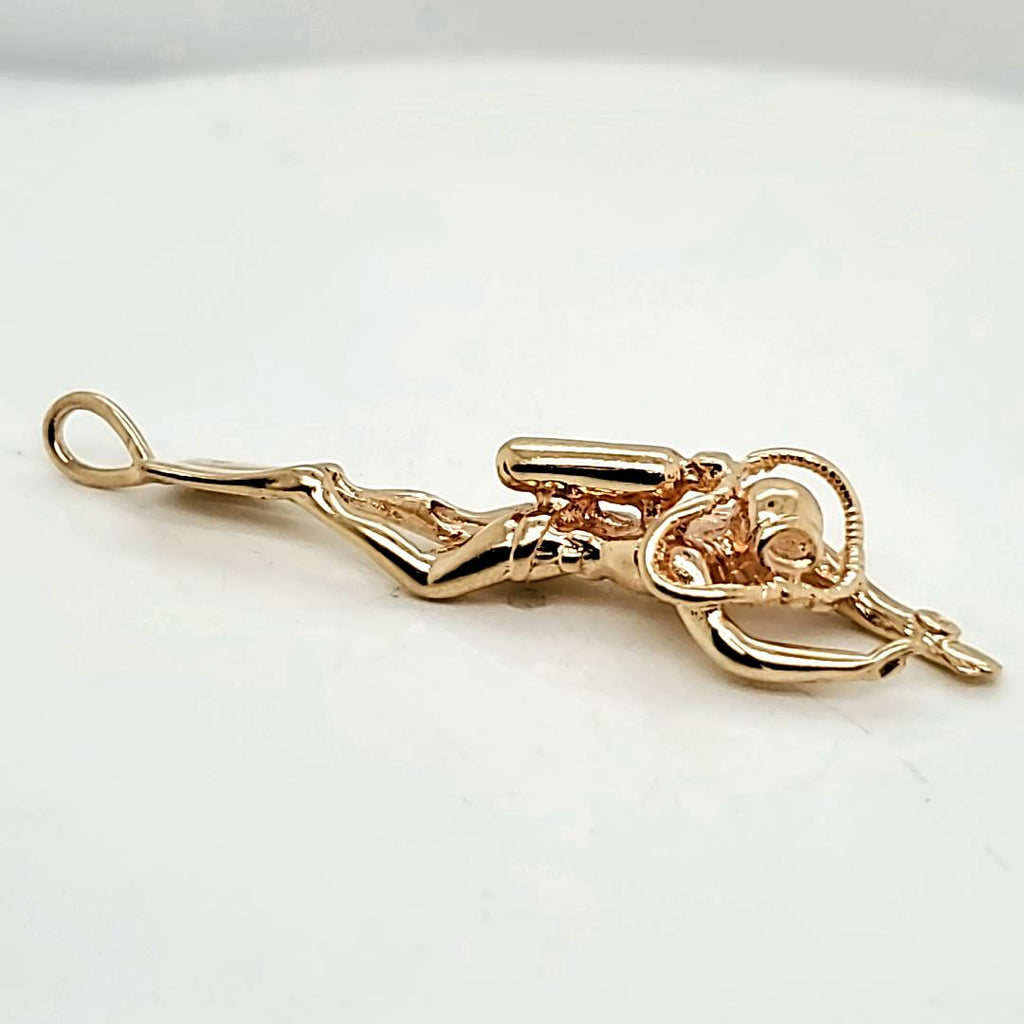 14kt Yellow Gold Scuba Diver Pendant