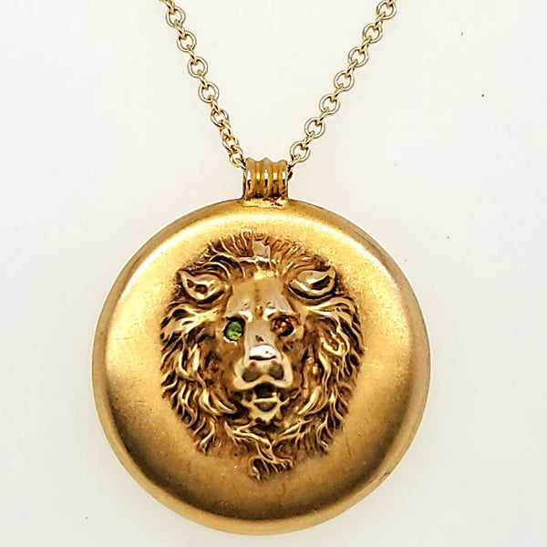 Antique Victorian 14Kt Yellow Gold Lion Pendant Necklace