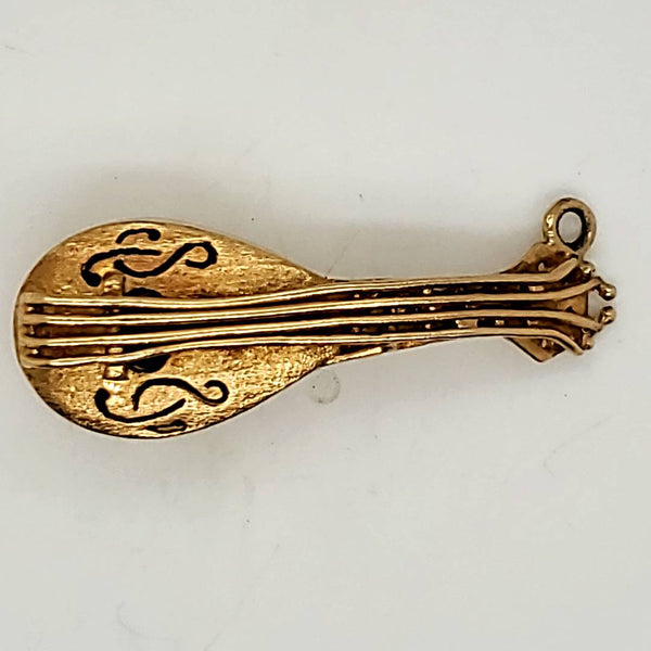 Vintage 18kt Yellow Gold Lute Charm